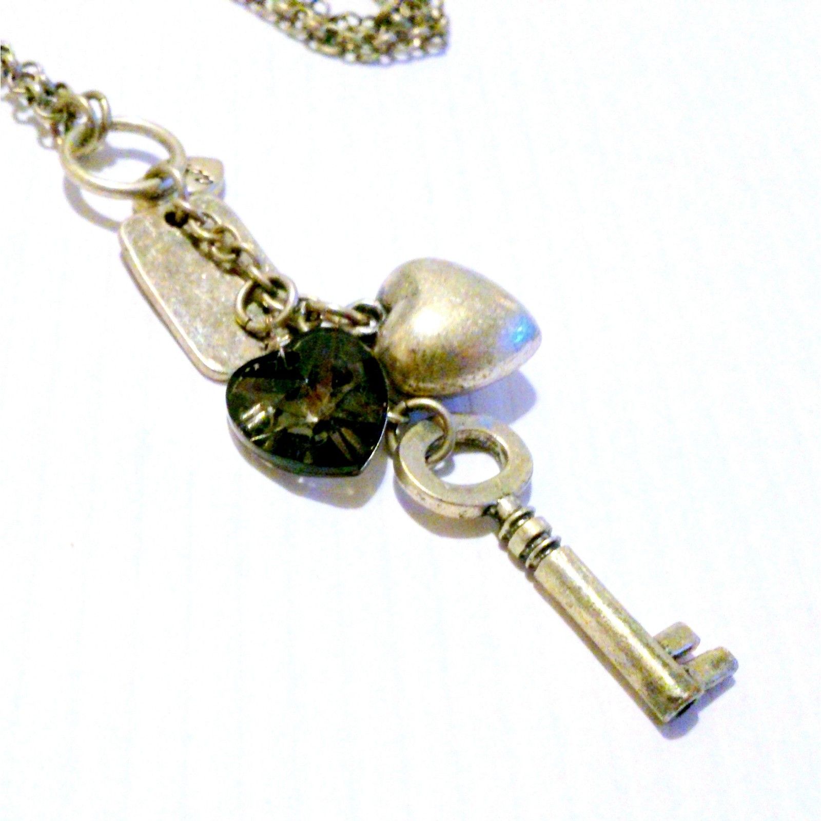 Aeropostale Silver Tone Long Chain Charm Necklace 12$